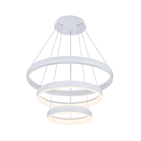 Nordic Metallic Led Pendant Light In White - Circle Chandelier For Dining Room Choice Of 1/2/3