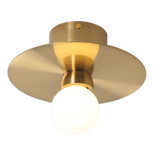 Mini Milk Glass Wall Light With Gold Postmodern Design And Reflective Shields