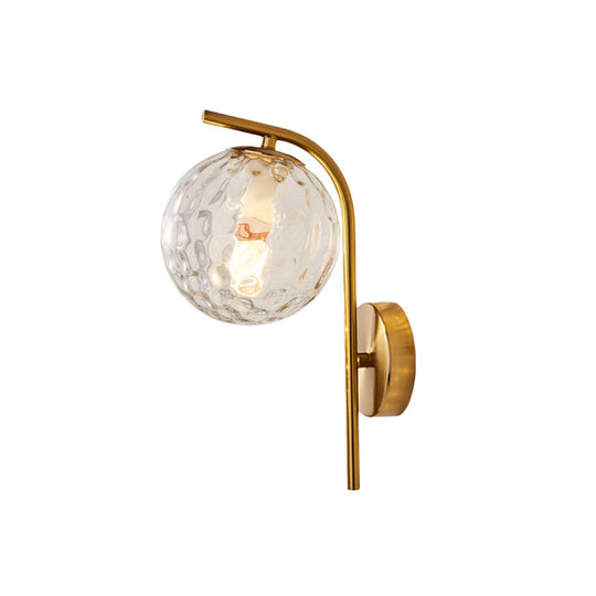 Modern Brass Wall Mounted Bedside Lamp With Grey/Clear Water/White Glass Shade