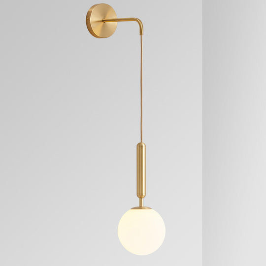 Postmodern Spherical Wall Mounted Lamp In Black/Gold With Clear Water/White Glass - Perfect Bedside