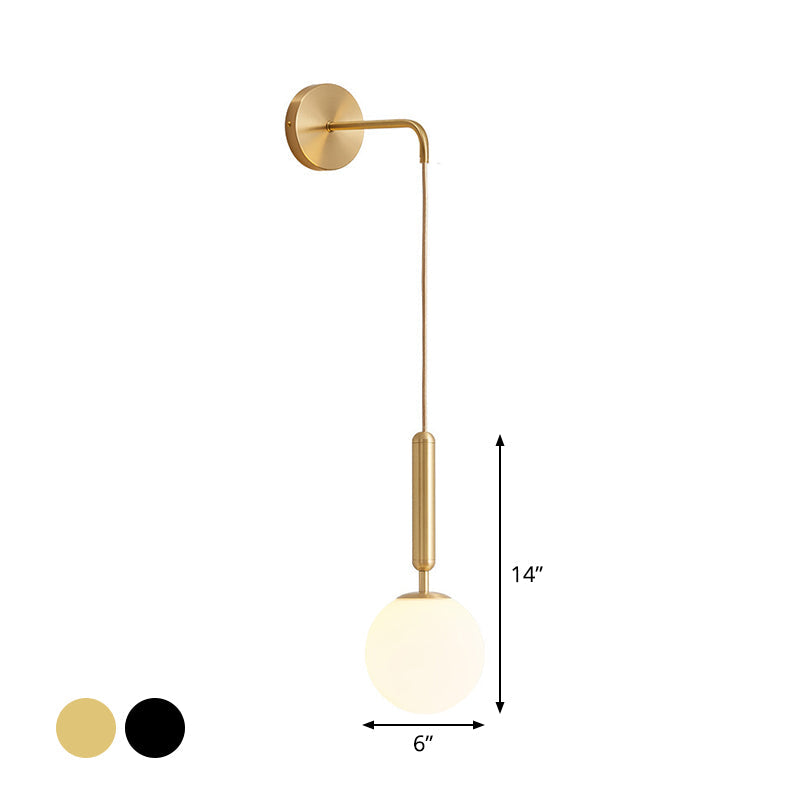 Postmodern Spherical Wall Mounted Lamp In Black/Gold With Clear Water/White Glass - Perfect Bedside