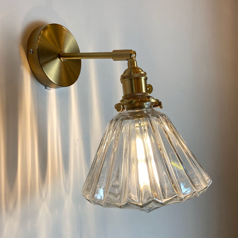 Gold Rotatable Wall Sconce With Glass Shade - Bedroom Lamp