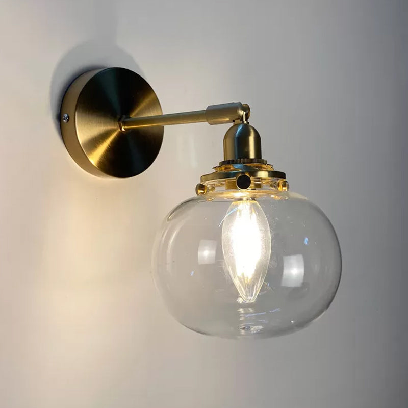 Gold Rotatable Wall Sconce With Glass Shade - Bedroom Lamp