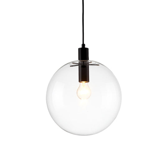 Simplicity Black Single-Bulb Cafe Pendant Lamp - 8’/10’/12’ W Clear Glass Shade / 10’