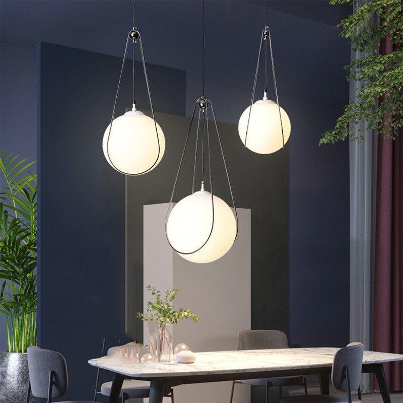 Modern White Glass Teardrop Pendant Light - 1 Nickel Finish 8/10/12 Width Ideal For Restaurants / 8