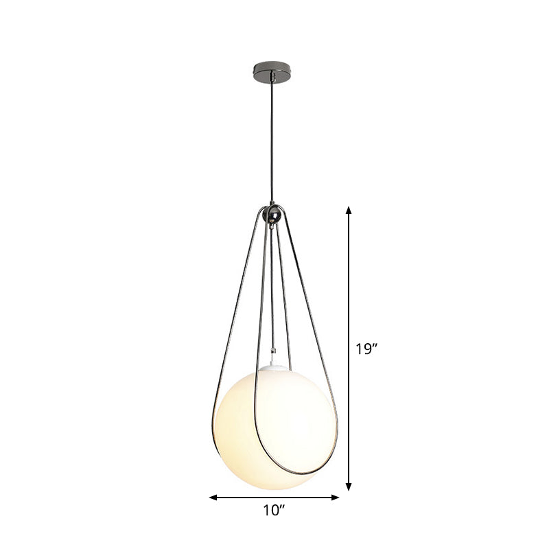 Modern White Glass Teardrop Pendant Light - 1 Nickel Finish 8/10/12 Width Ideal For Restaurants
