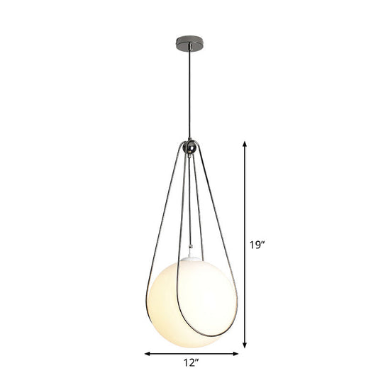 Modern White Glass Teardrop Pendant Light - 1 Nickel Finish 8/10/12 Width Ideal For Restaurants