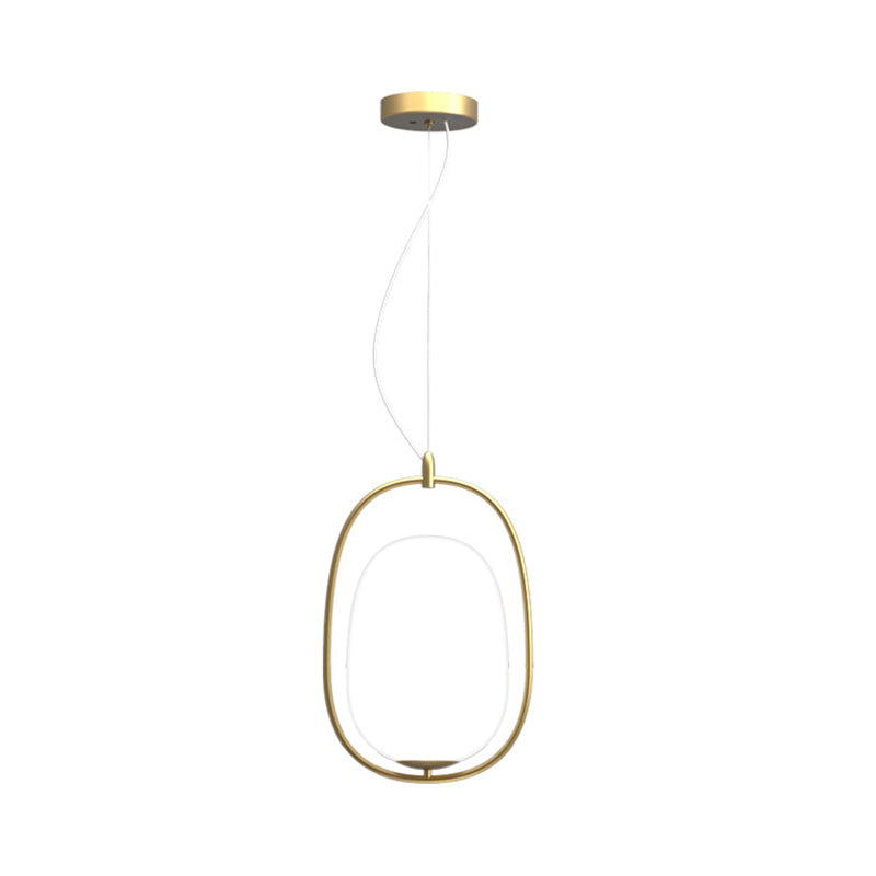 Modern Gold Cocoon Pendant Lamp With Frame And Glass Shade Warm/White/3-Light Options