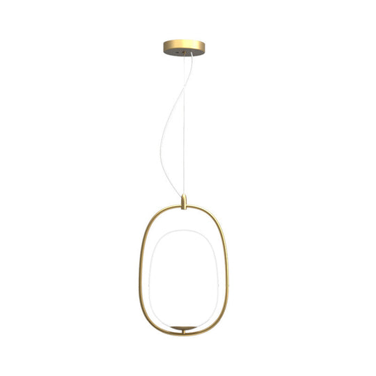 Modern Gold Cocoon Pendant Lamp With Frame And Glass Shade Warm/White/3-Light Options
