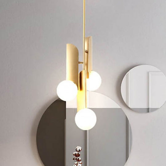 Stylish Cream Glass Ball Pendant Lamp With Gold Finish - Modern Dining Table Suspension Light