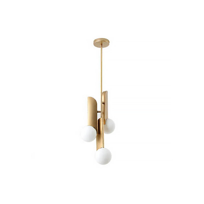 Postmodern Cream Glass Ball Pendant Lamp With Gold Suspension - Dining Table Lighting