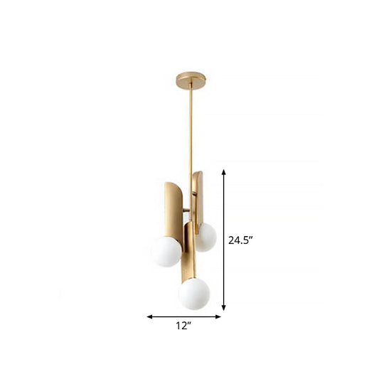 Stylish Cream Glass Ball Pendant Lamp With Gold Finish - Modern Dining Table Suspension Light