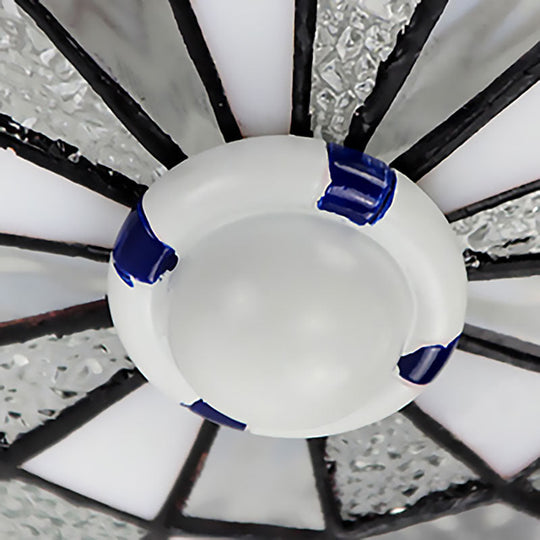 Swim Ring Tiffany Style Art Glass Dome Ceiling Mount Light In White