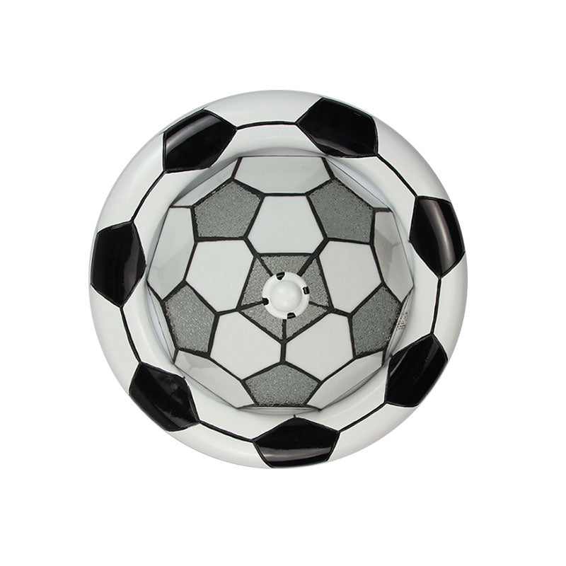 Tiffany Style Glass Football Shade Ceiling Light - Flush Mount In White For Child’s Bedroom