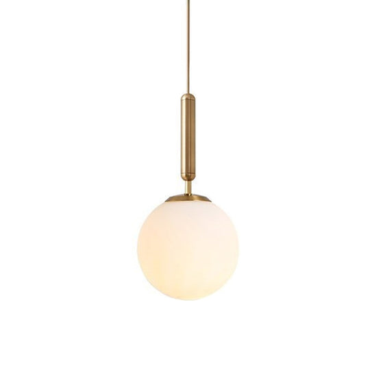 Postmodern Hanging Light: Ball Bedroom Pendant With Clear Water/White Glass & 1 Bulb In Black/Gold