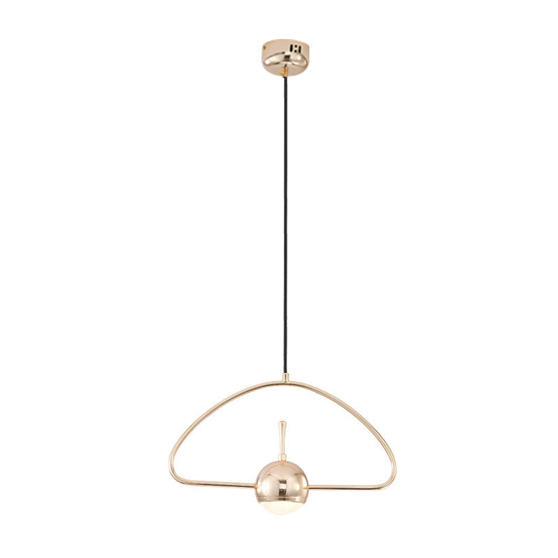 Modern Led Pendant Ceiling Light In Rose Gold Round/Triangle/Rectangle Shape With Acrylic Dome Shade