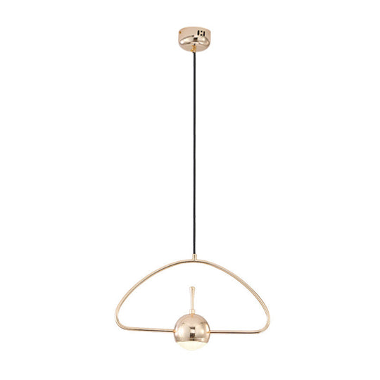 Modern Led Pendant Ceiling Light In Rose Gold Round/Triangle/Rectangle Shape With Acrylic Dome Shade