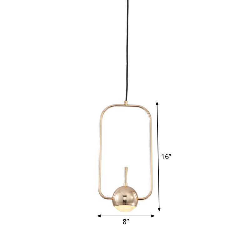 Modern Led Pendant Ceiling Light In Rose Gold Round/Triangle/Rectangle Shape With Acrylic Dome Shade