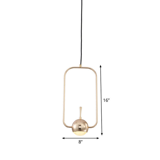 Modern Led Pendant Ceiling Light In Rose Gold Round/Triangle/Rectangle Shape With Acrylic Dome Shade