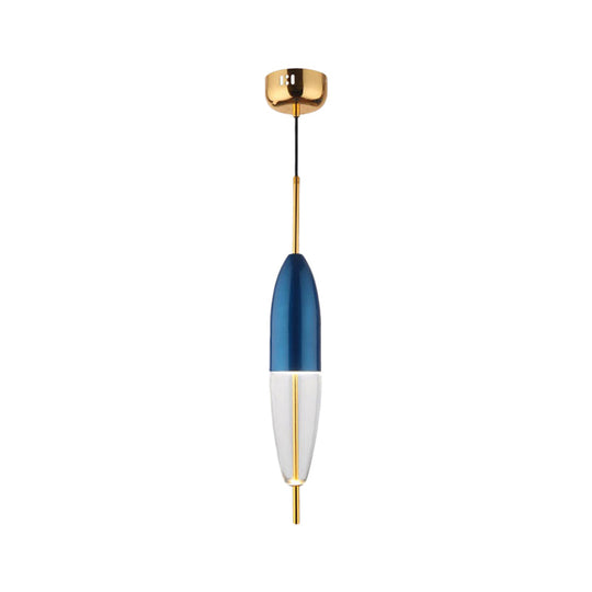 Postmodern 1-Light Blue Jar Pendant Ceiling Light With Clear Glass Shade