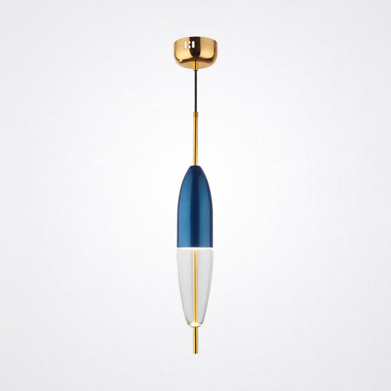 Blue Jar Pendant Ceiling Light With Clear Bottom Glass Shade - Postmodern Style