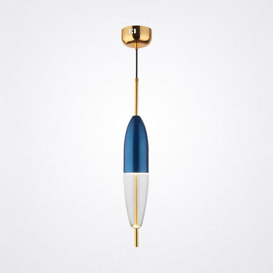 Blue Jar Pendant Ceiling Light With Clear Bottom Glass Shade - Postmodern Style