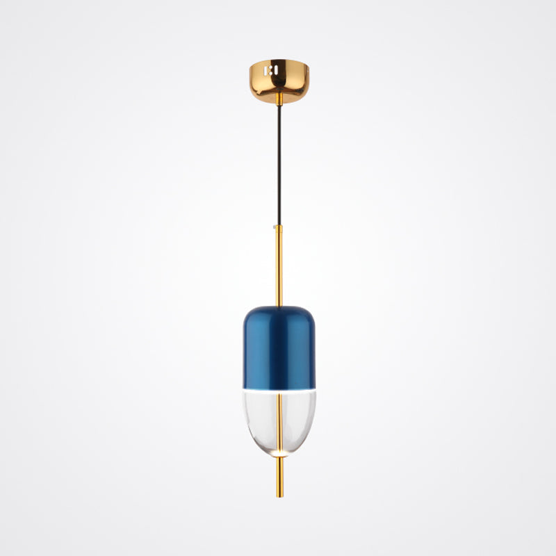 Blue Jar Pendant Ceiling Light With Clear Bottom Glass Shade - Postmodern Style