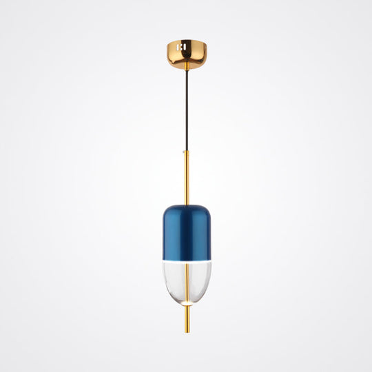 Blue Jar Pendant Ceiling Light With Clear Bottom Glass Shade - Postmodern Style