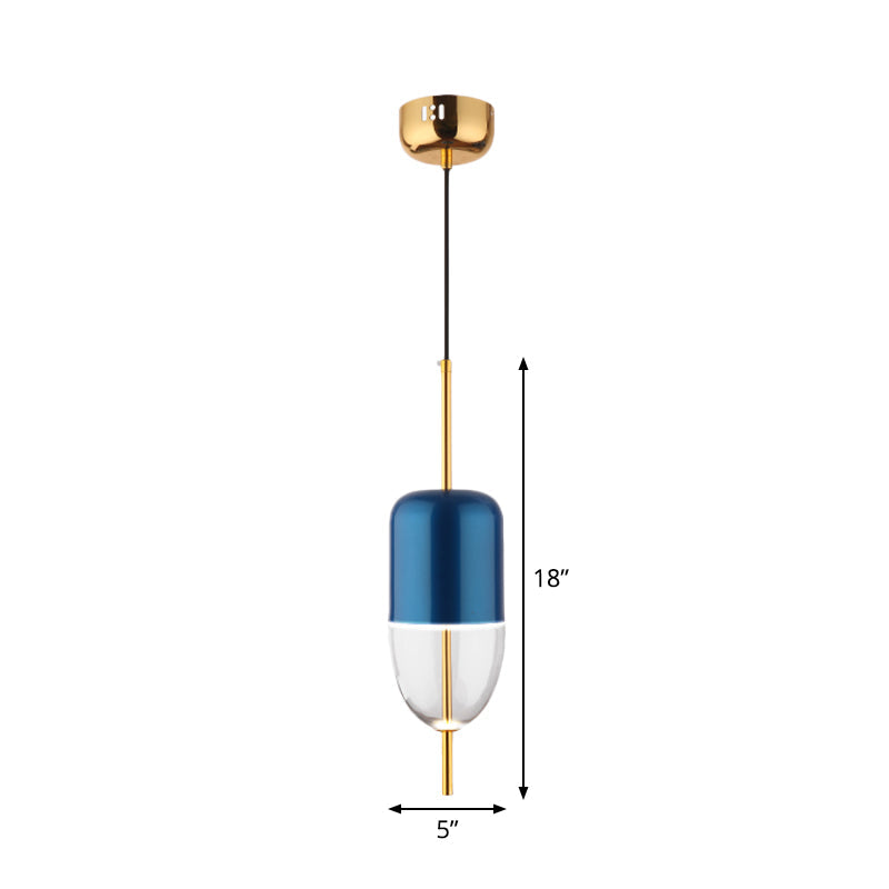 Blue Jar Pendant Ceiling Light With Clear Bottom Glass Shade - Postmodern Style