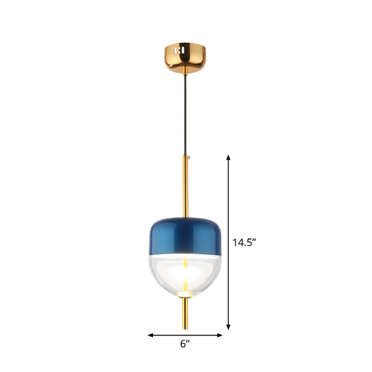 Blue Jar Pendant Ceiling Light With Clear Bottom Glass Shade - Postmodern Style