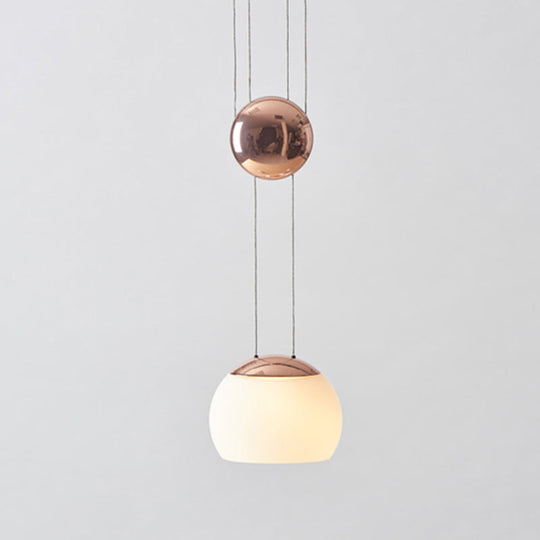 Hemisphere Frosted Glass Pendant Light Kit - Postmodern Single Rose Gold/Gold Ceiling Hang