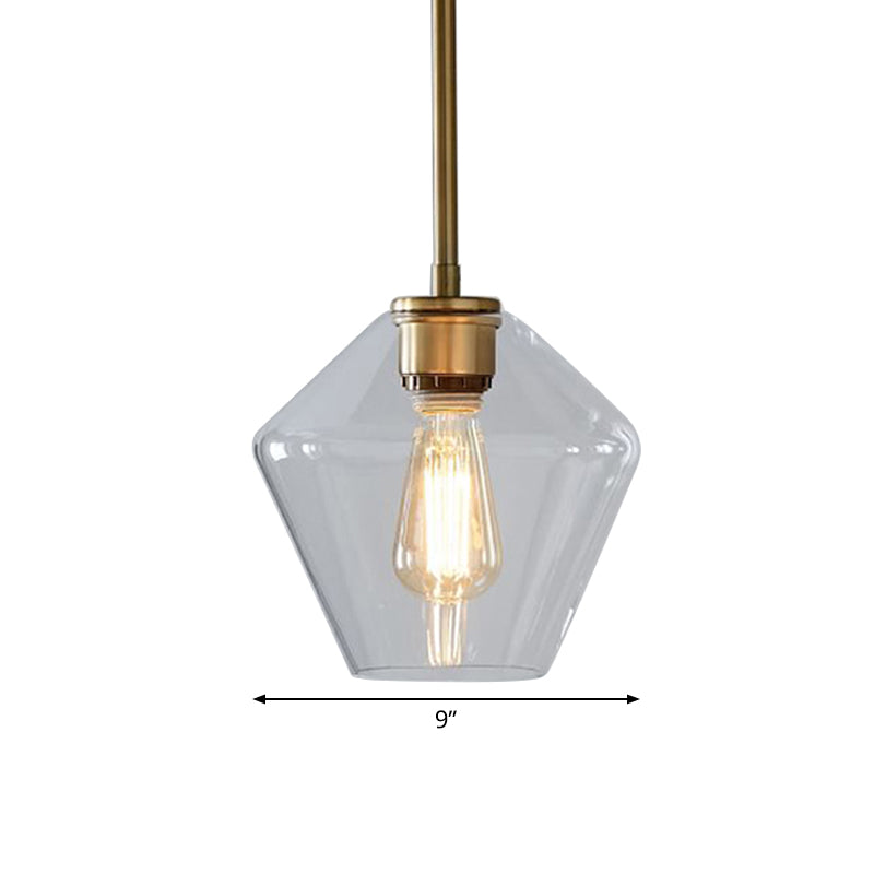 Postmodern Gold Pendant Light: Clear Glass Restaurant Hanging Ceiling Fixture