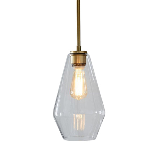 Postmodern Gold Pendant Light: Clear Glass Restaurant Hanging Ceiling Fixture