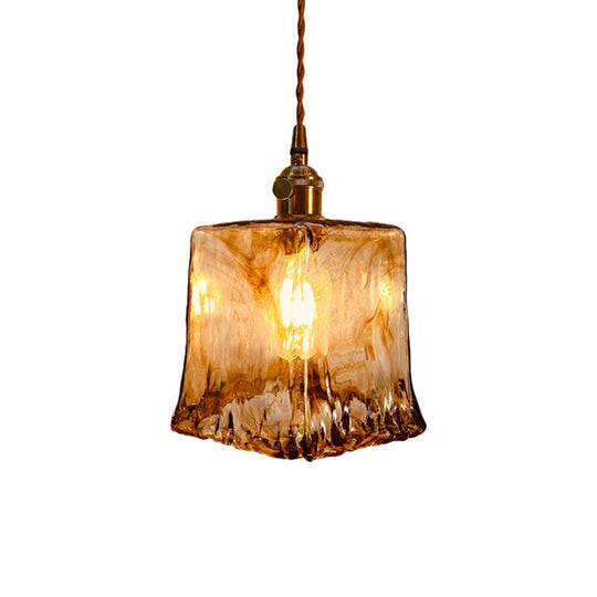 Modern Hanging Pendant Light With Amber Alabaster Glass And Brass Down Lighting For Dining Room -
