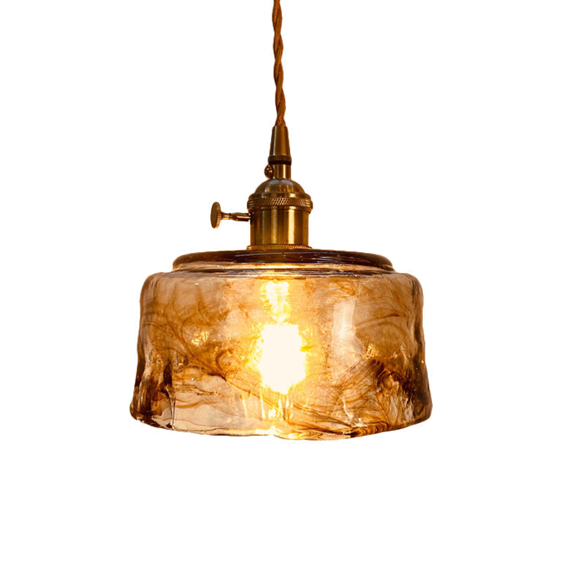 Modern Hanging Pendant Light With Amber Alabaster Glass And Brass Down Lighting For Dining Room -