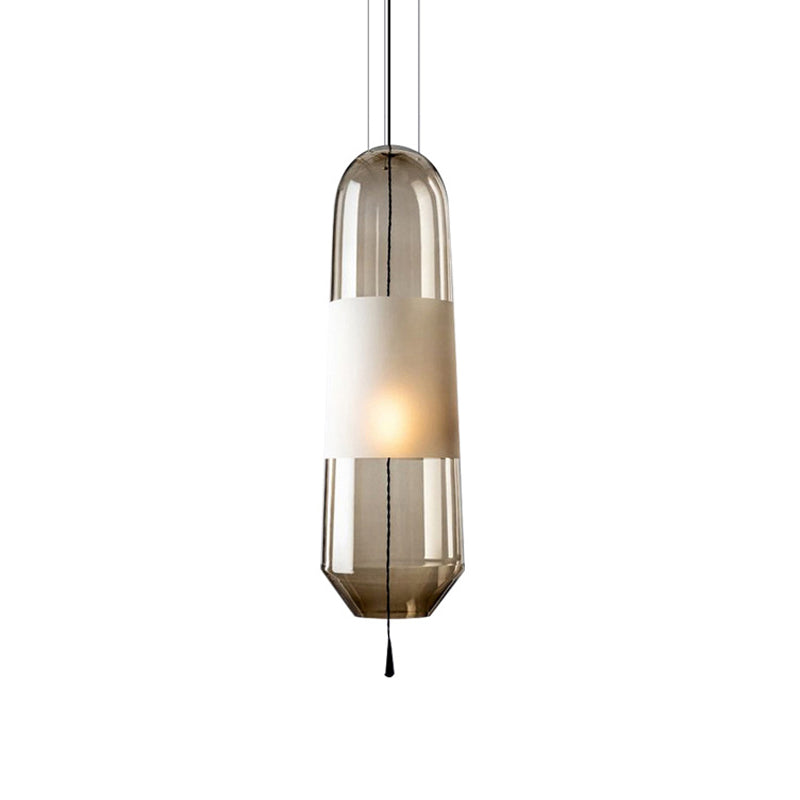 Postmodern Black Bedroom Pendant With Clear/Smoke/Amber Glass Shade