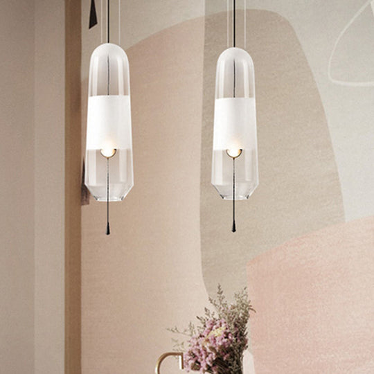 Postmodern Black Bedroom Pendant With Clear/Smoke/Amber Glass Shade