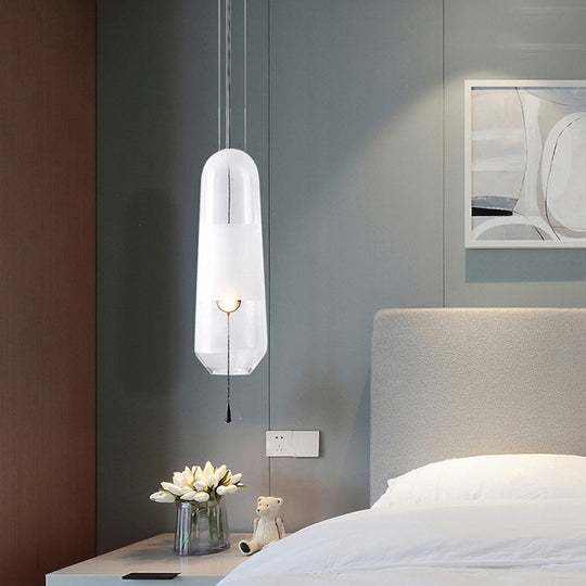 Postmodern Black Bedroom Pendant With Clear/Smoke/Amber Glass Shade
