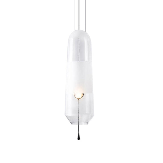 Postmodern Black Bedroom Pendant With Clear/Smoke/Amber Glass Shade