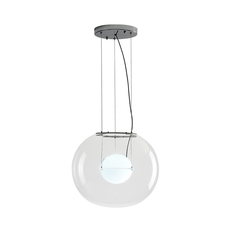Modern Hanging Light With Double Globe White/Red/Smoke Grey Glass 1 Bulb Kitchen Pendant Lamp