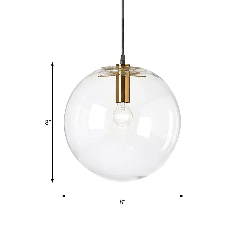 Minimalist Brass Bubble Ball Pendant Ceiling Lamp - Clear Glass 1-Light 8’/12’ Dia