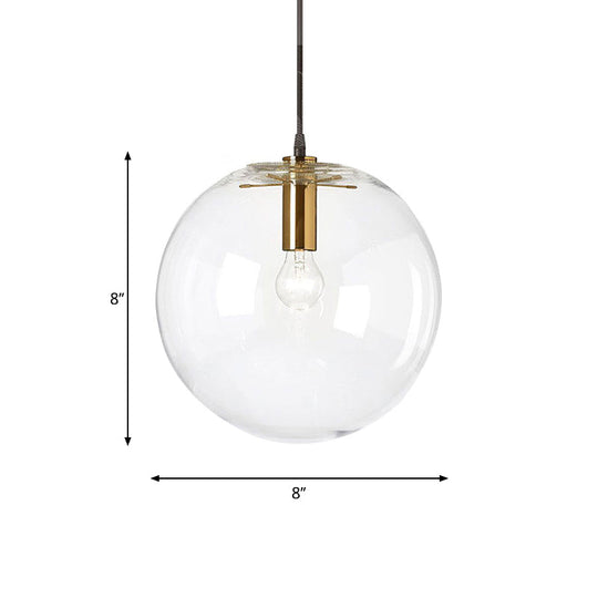Minimalist Brass Bubble Ball Pendant Ceiling Lamp - Clear Glass 1-Light 8’/12’ Dia