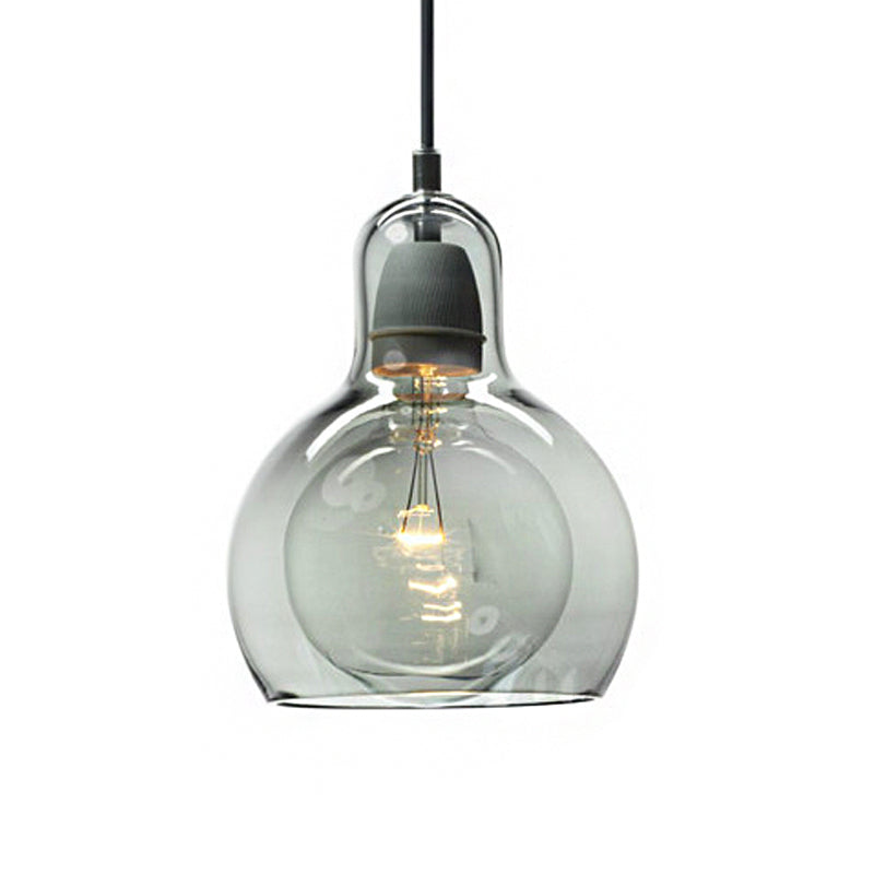 Postmodern Single Kitchen Pendant Lamp With Clear/Smoke Grey/Amber Glass Shade 7’ W