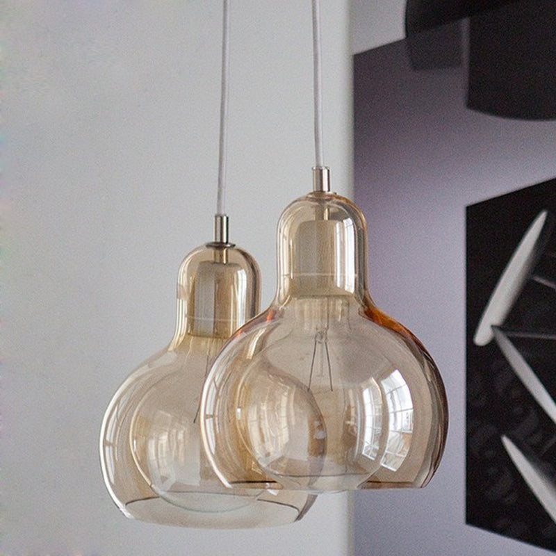 Postmodern Single Kitchen Pendant Lamp With Clear/Smoke Grey/Amber Glass Shade 7’ W