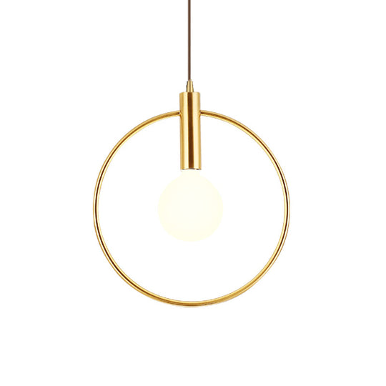 Postmodern Gold Conical/Hoop/Grenade Hanging Lamp - 1-Light Metal/Clear Glass Suspension Pendant