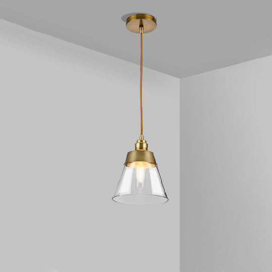 Unique Gold Suspension Pendant With Clear Glass For Restaurants - Postmodern Design