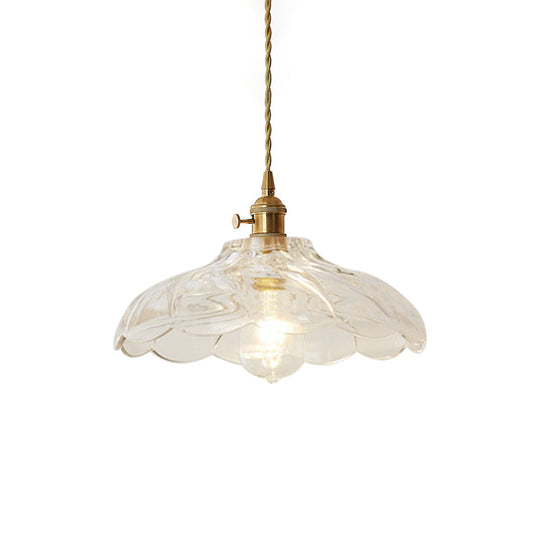 Post-Modern Gold Hanging Lamp Kit With Glass Shade - Drop Pendant Design