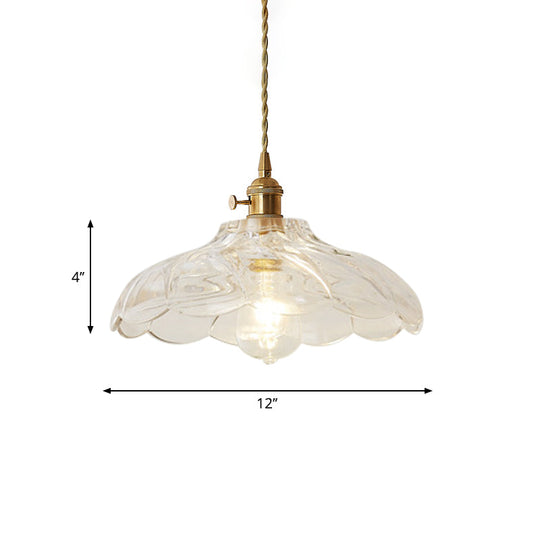 Post-Modern Gold Hanging Lamp Kit With Glass Shade - Drop Pendant Design