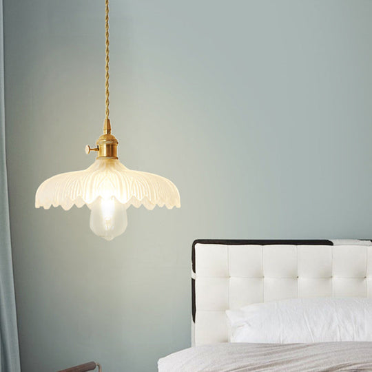 Post-Modern Gold Hanging Lamp Kit With Glass Shade - Drop Pendant Design / F
