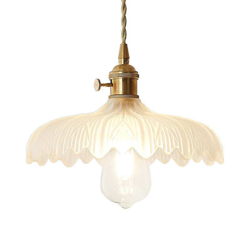 Post-Modern Gold Hanging Lamp Kit With Glass Shade - Drop Pendant Design
